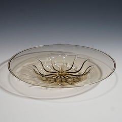 Vetro Soffiato Glass Plate by Vittorio Zecchin for Venini Murano, circa 1925
