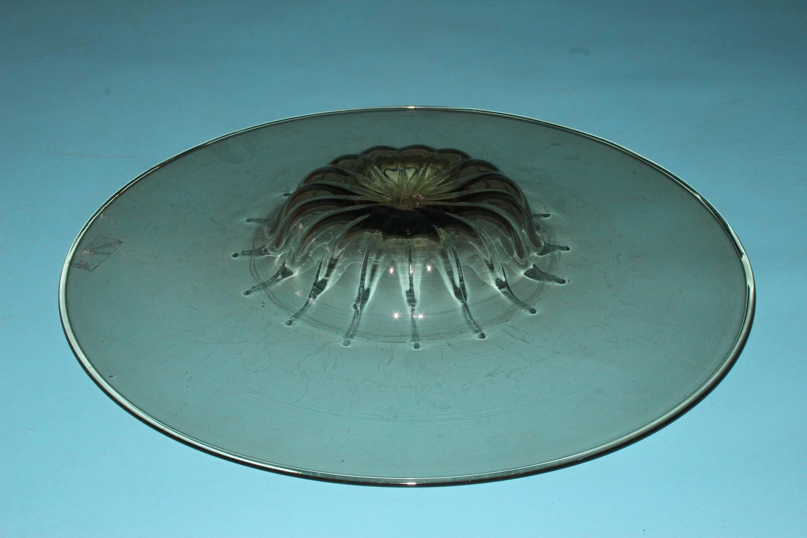 Italian Vetro Soffiato Glass Plate by Vittorio Zecchin for Venini Murano, circa 1925