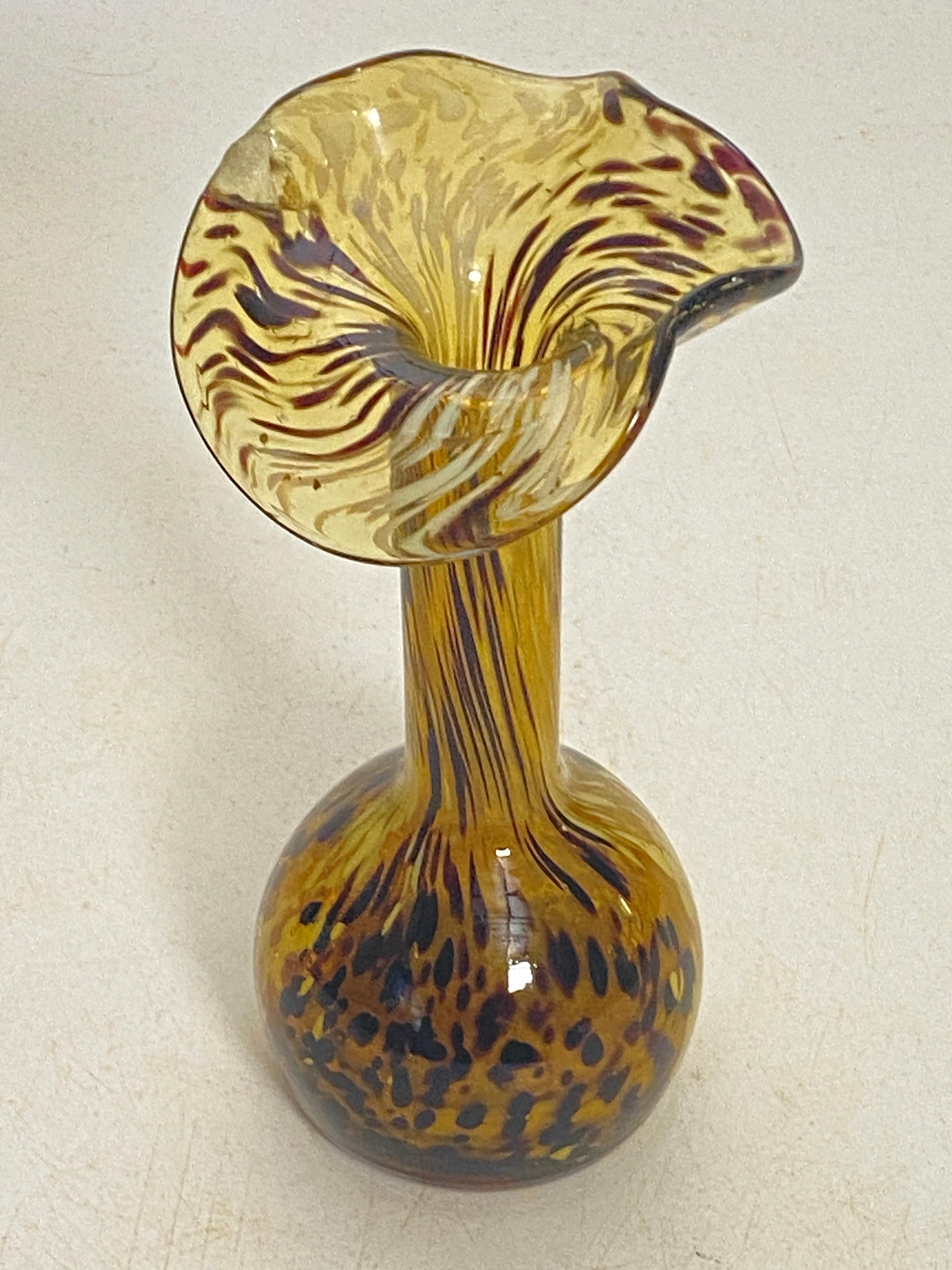 Italian Vetro Soffiato Glass Vase 1970 Yellow Color Very Light In the style of Venini For Sale