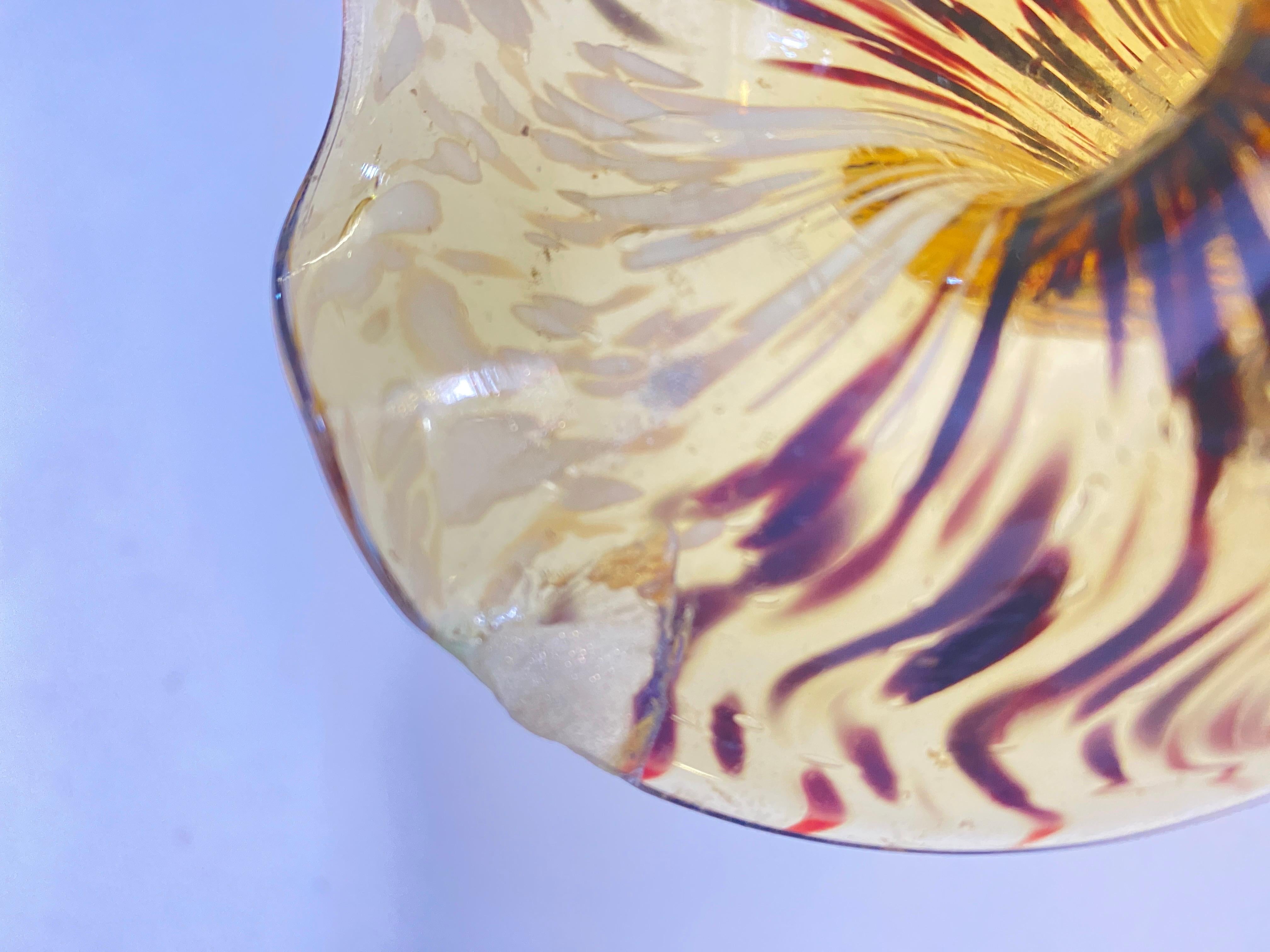 Art Glass Vetro Soffiato Glass Vase 1970 Yellow Color Very Light In the style of Venini For Sale