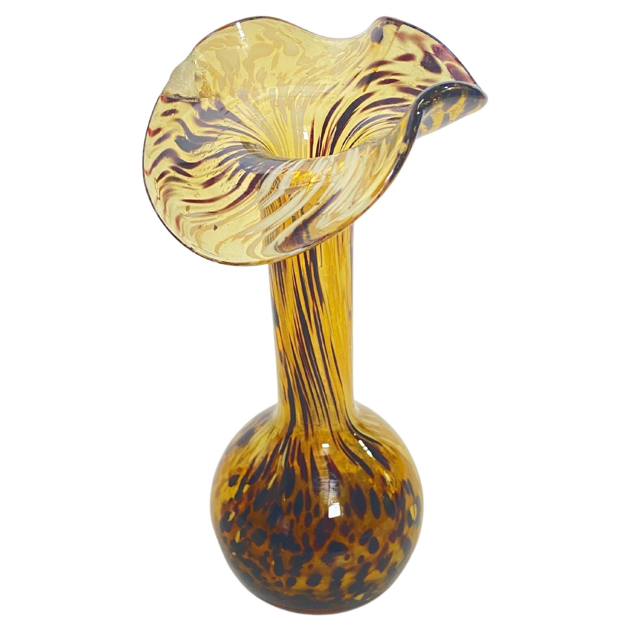 Vetro Soffiato Glass Vase 1970 Yellow Color Very Light In the style of Venini