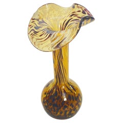 Vintage Vetro Soffiato Glass Vase 1970 Yellow Color Very Light In the style of Venini