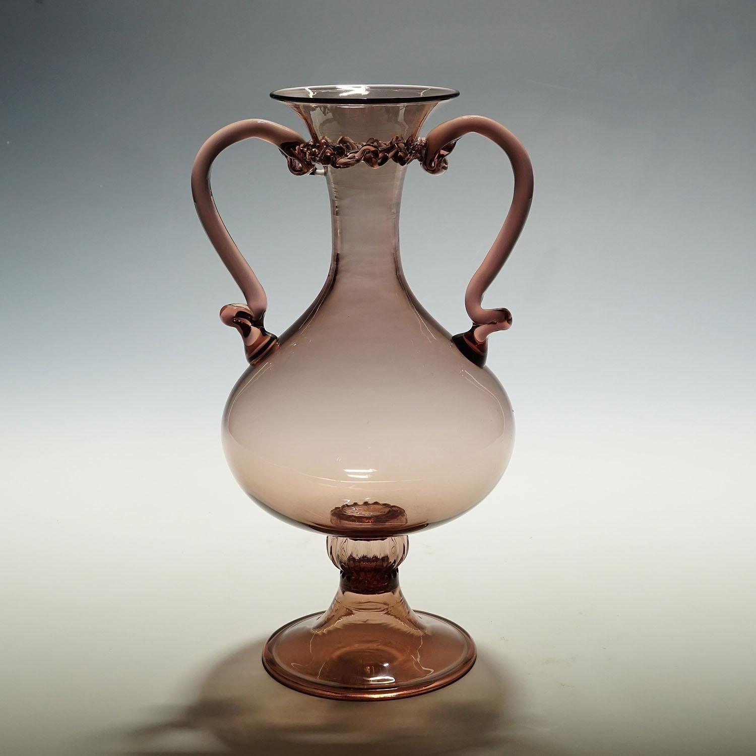 Mid-Century Modern Vetro Soffiato Glass Vase by Venini Murano, Ca. 1950s