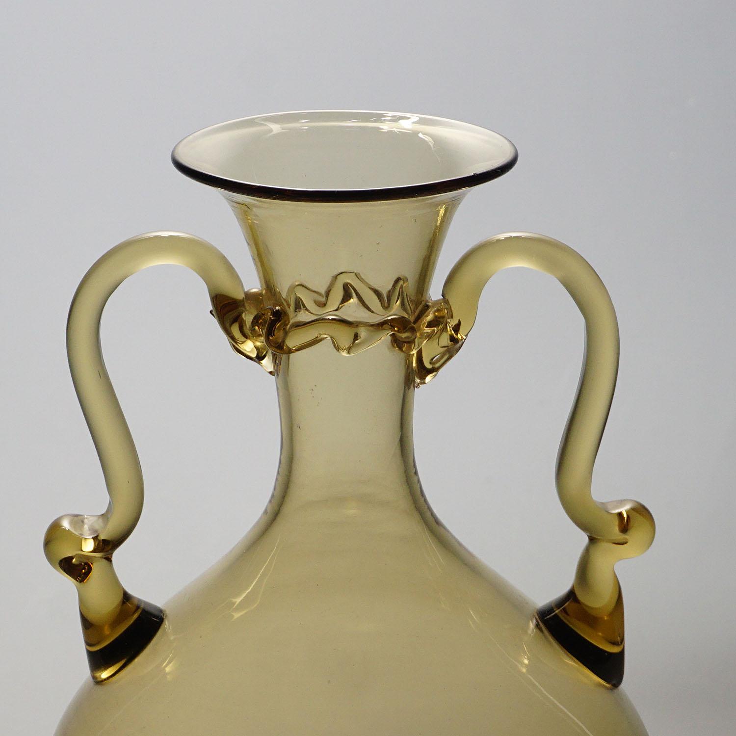 Mid-Century Modern Vetro Soffiato Glass Vase by Venini Murano, ca. 1950s
