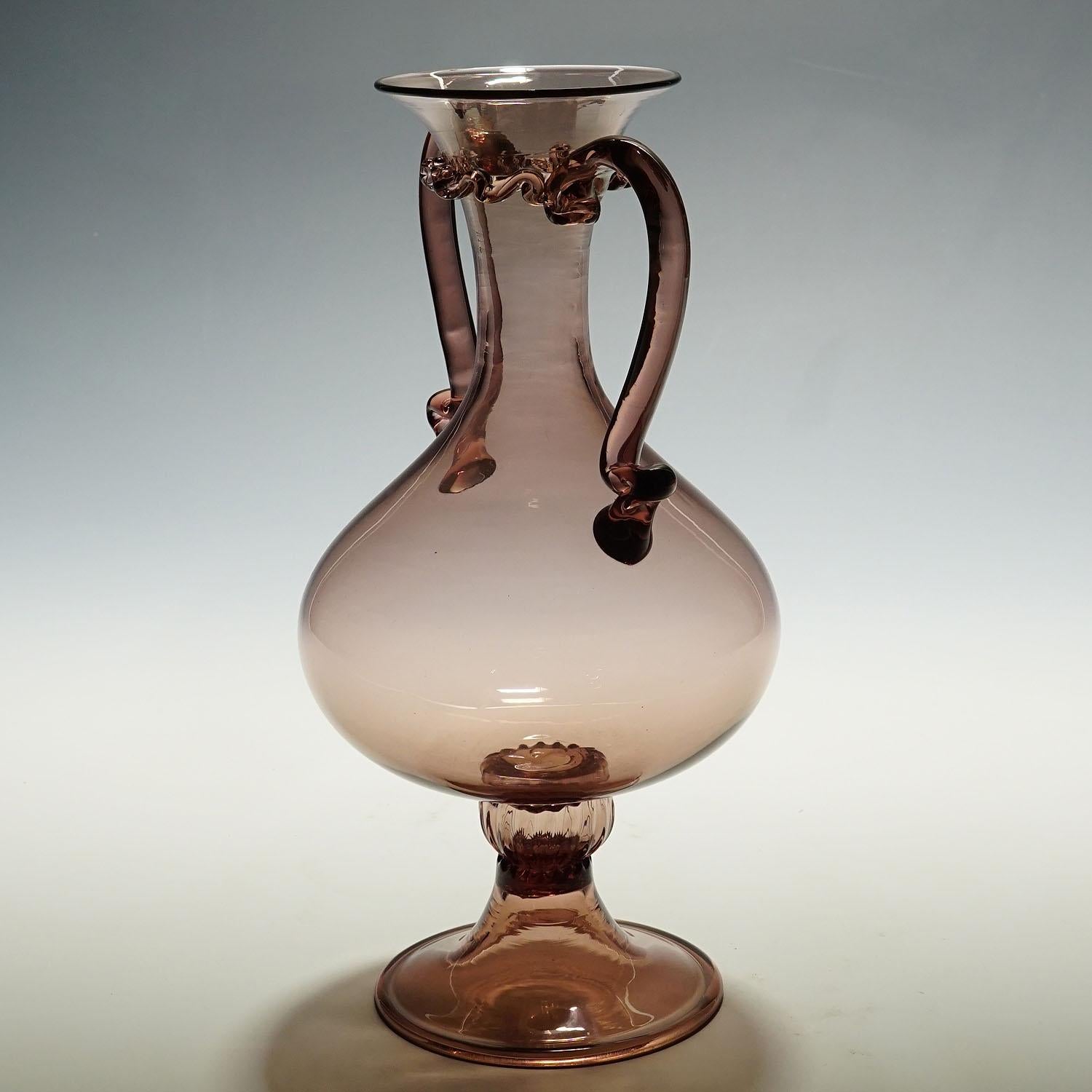 Italian Vetro Soffiato Glass Vase by Venini Murano, Ca. 1950s