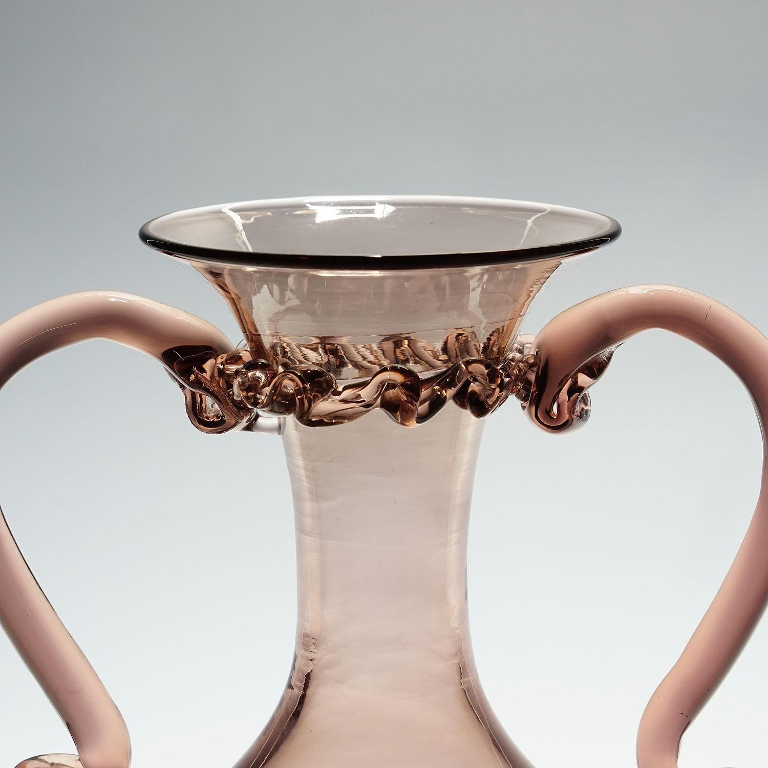 Hand-Crafted Vetro Soffiato Glass Vase by Venini Murano, Ca. 1950s