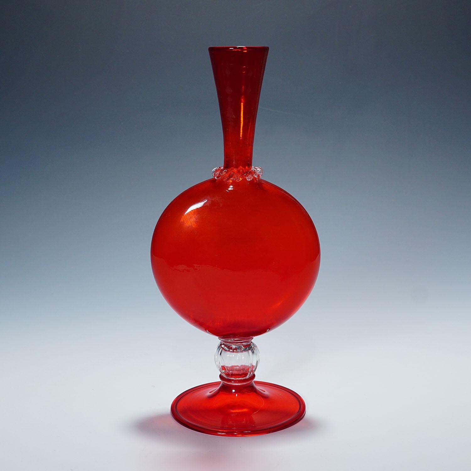 Italian Vetro Soffiato Glass Vase by Vittorio Zecchin for Venini Murano ca. 1950 For Sale