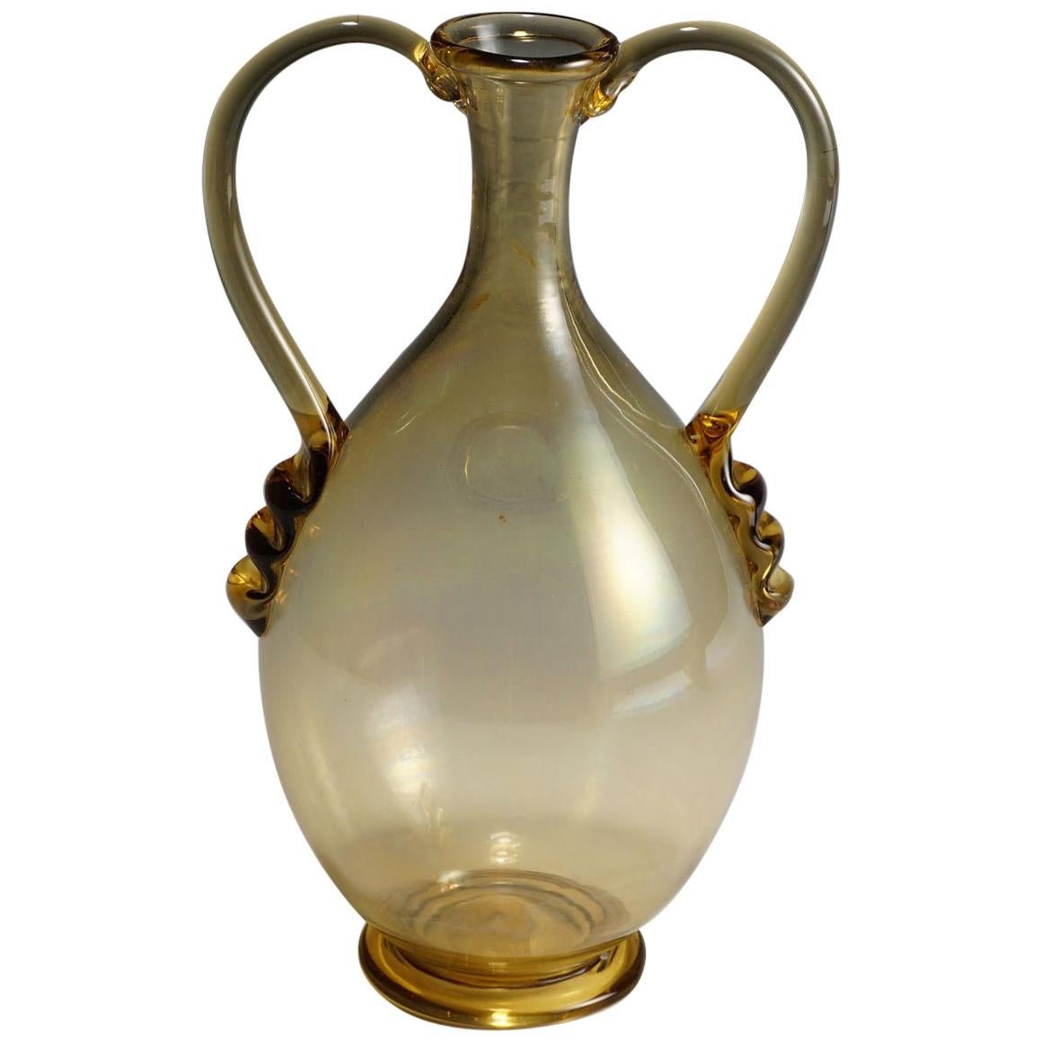 Vetro Soffiato Glass Vase by Vittorio Zecchin for Venini Murano, circa 1950