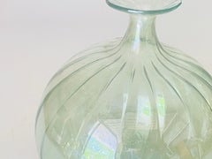 Vetro Soffiato Glass Vase 1970 Green Color Very Light In the style of Venini