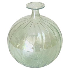 Vetro Soffiato Glass Vase for Venini Murano, circa 1970 Green Color Very Light