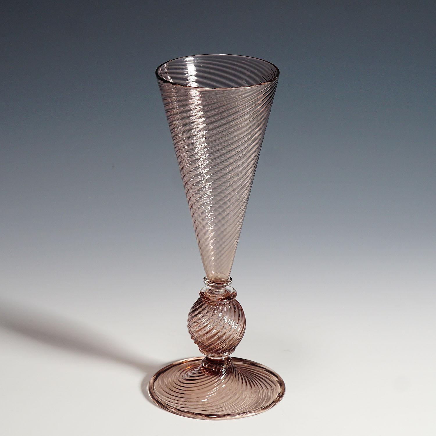 Italian Vetro Soffiato Glass Vase, Venini Murano, circa 1950