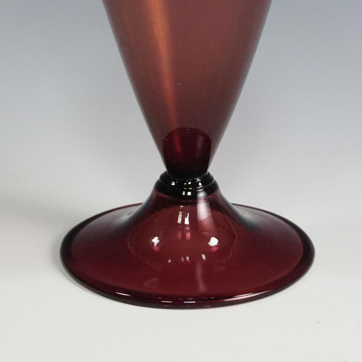 Italian Vetro Soffiato Glass Vase with Handles, Murano, circa 1950