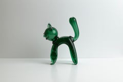 Vetro Verde Glass Cat Sculpture by Toso et Bagnoli, Empoli, 1950s