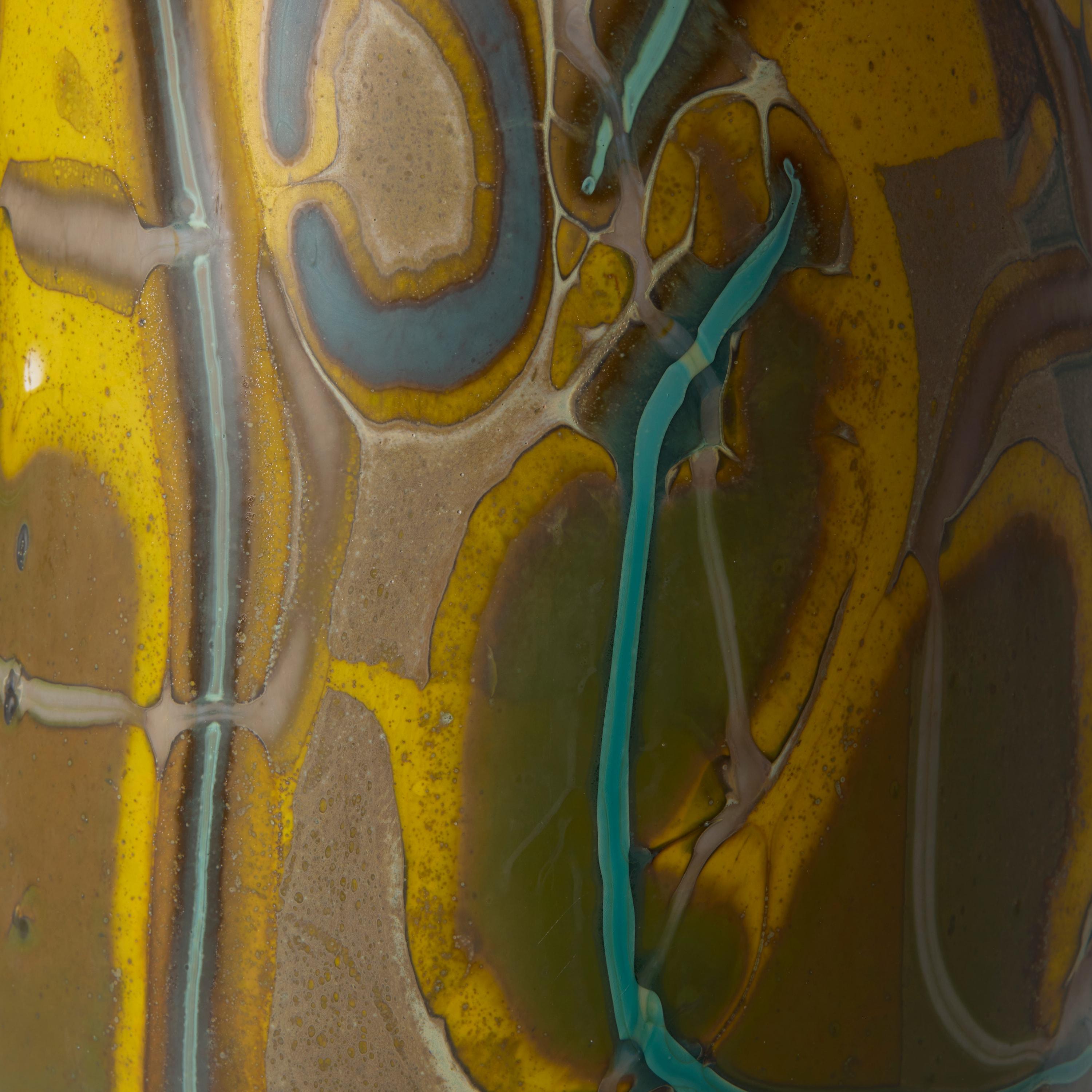 Vetrograph Candelariella, jarrón de diseño abstracto amarillo y jade de Anne Clifton en Nuevo estado para la venta en London, GB