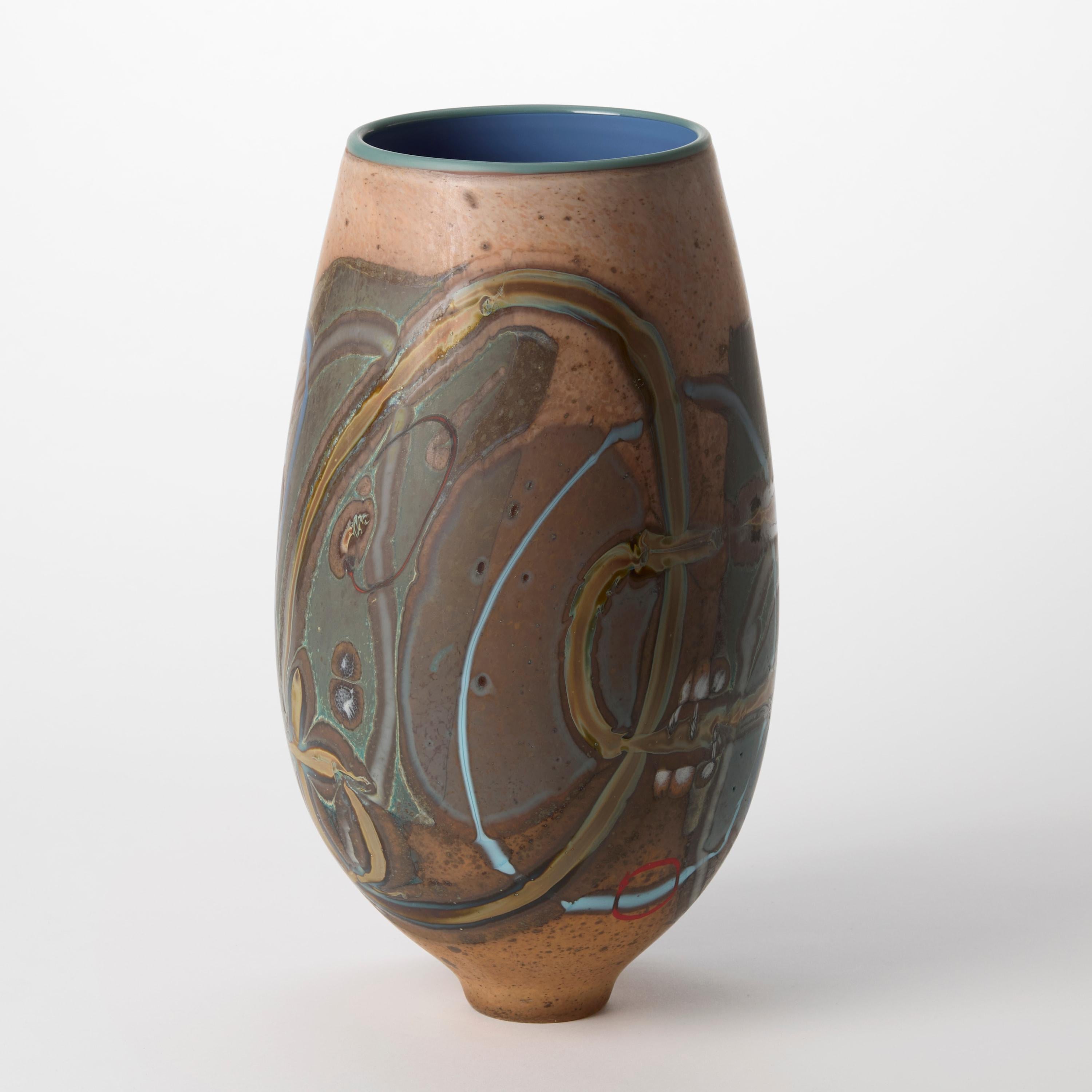 Australiano Vetrograph Ostrea, vaso in vetro multicolore a motivi astratti di Anne Clifton in vendita