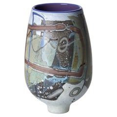 Vetrograph Saligna, a purple & mixed colour abstract glass vase by Anne Clifton