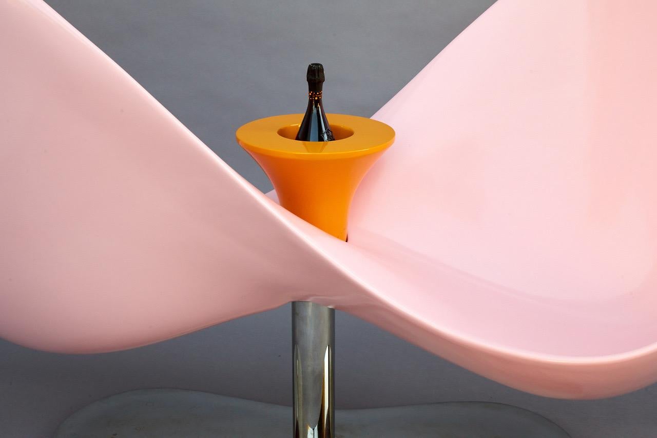 Metal Veuve Cliquot Pink Loveseat by Karim Rashid For Sale