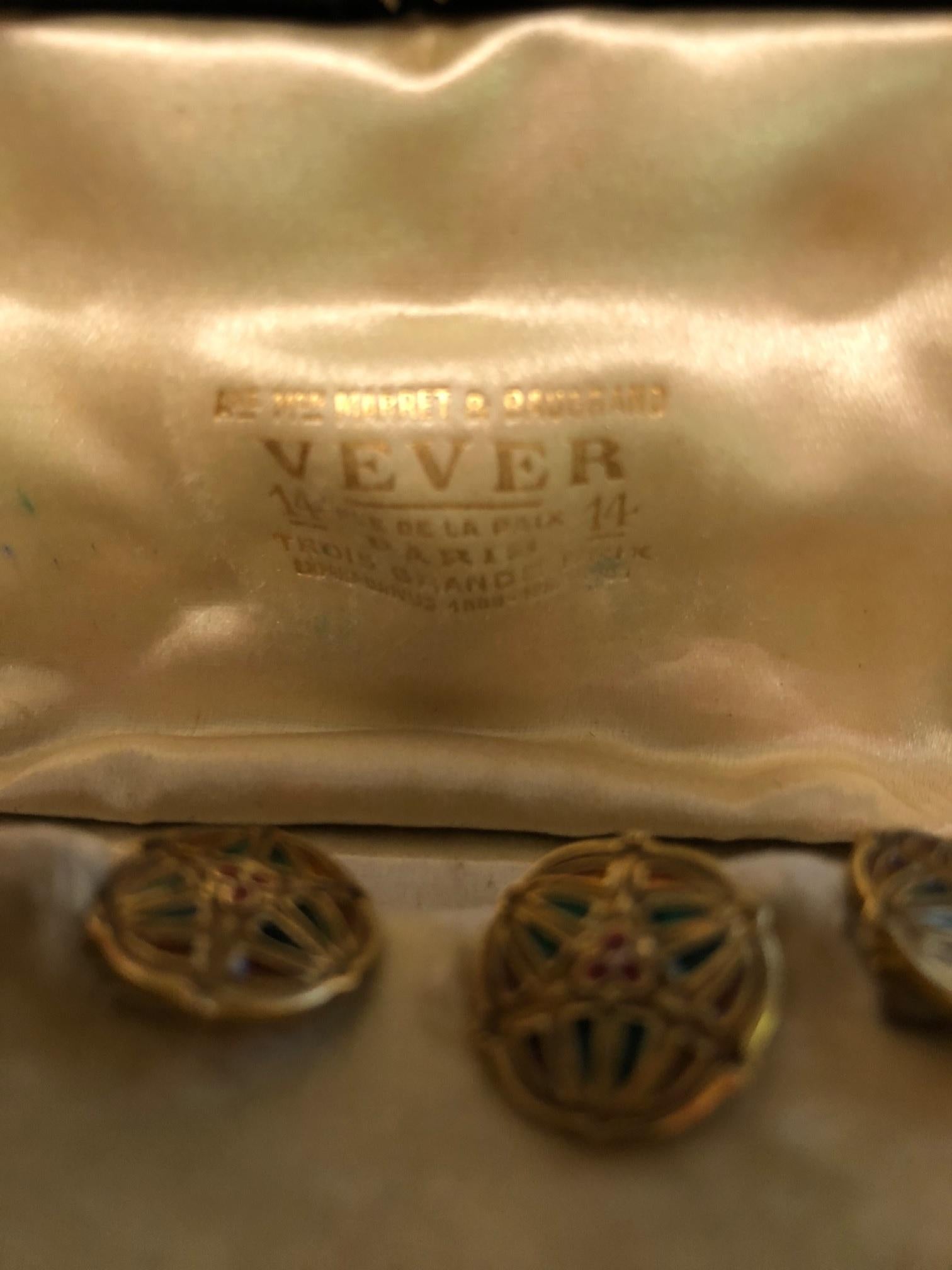 Men's Vever Art Nouveau Gold and Enamel Dress Set