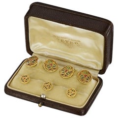Vever Art Nouveau Gold and Enamel Dress Set