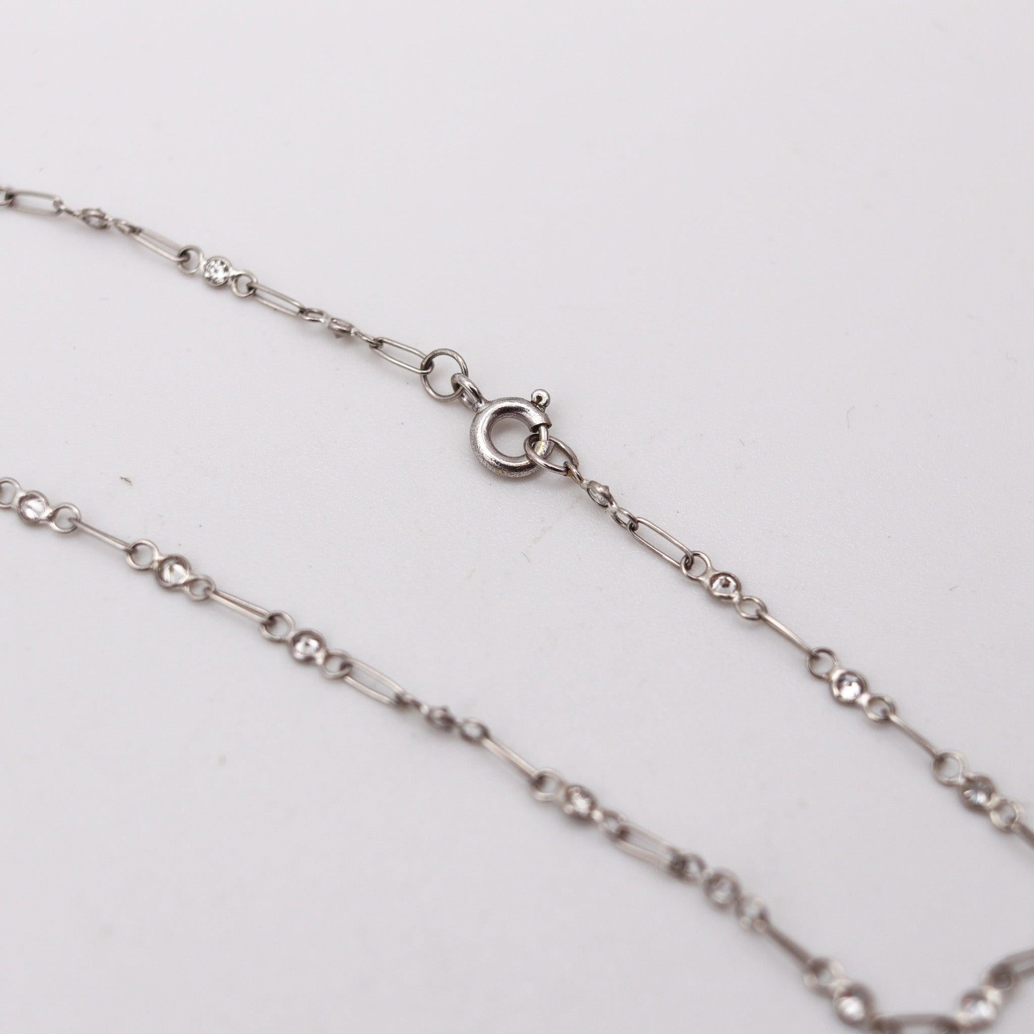 VEVER Paris 1920 Deco Platinum Necklace-Brooch With Jadeite, Diamonds & Onyx For Sale 1