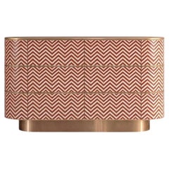 Veyra Chevron Inlay Six-Drawer Dresser - Red by House of Jaipur