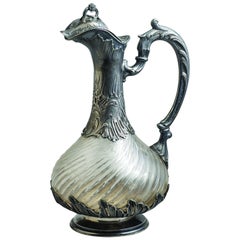 Veyrat French Sterling and Crystal "Aiguière" Claret Jug, circa 1880