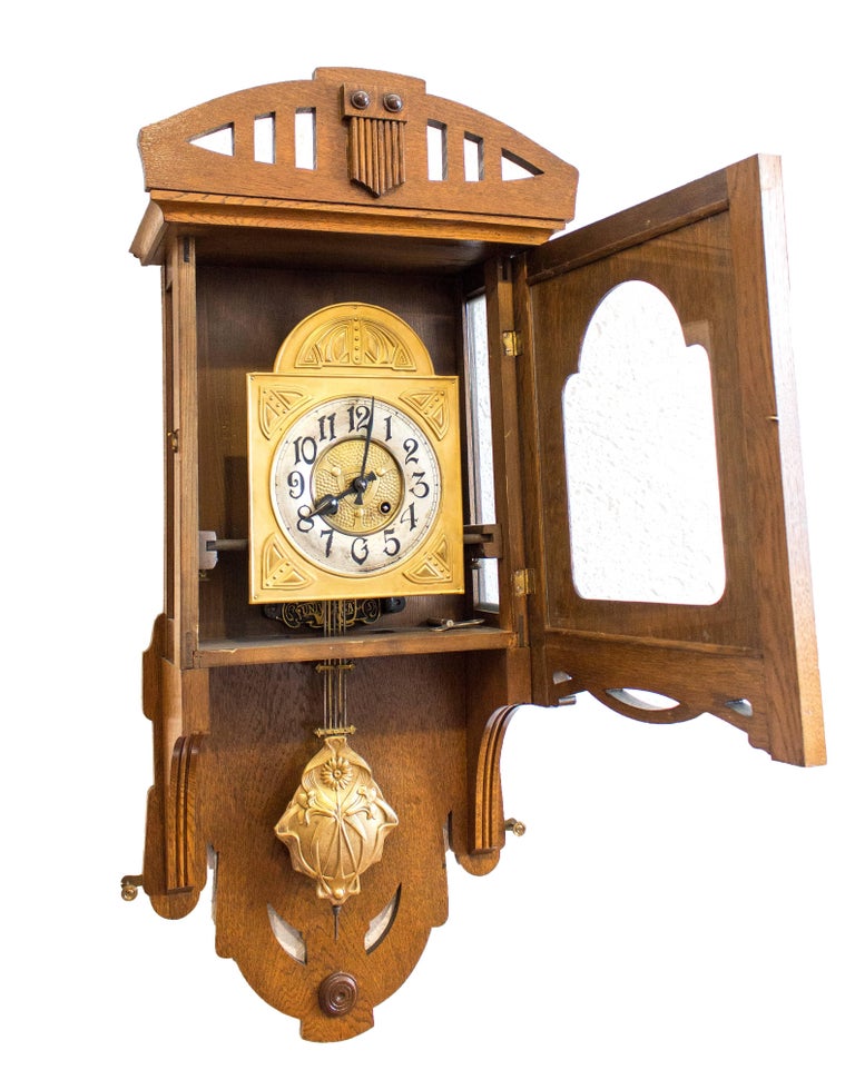 VFU Art Nouveau Oak Wall Clock at 1stDibs art nouveau clock, art
