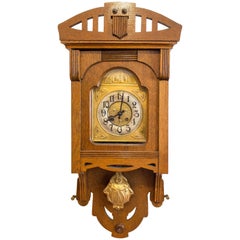 Antique VFU Art Nouveau Oak Wall Clock