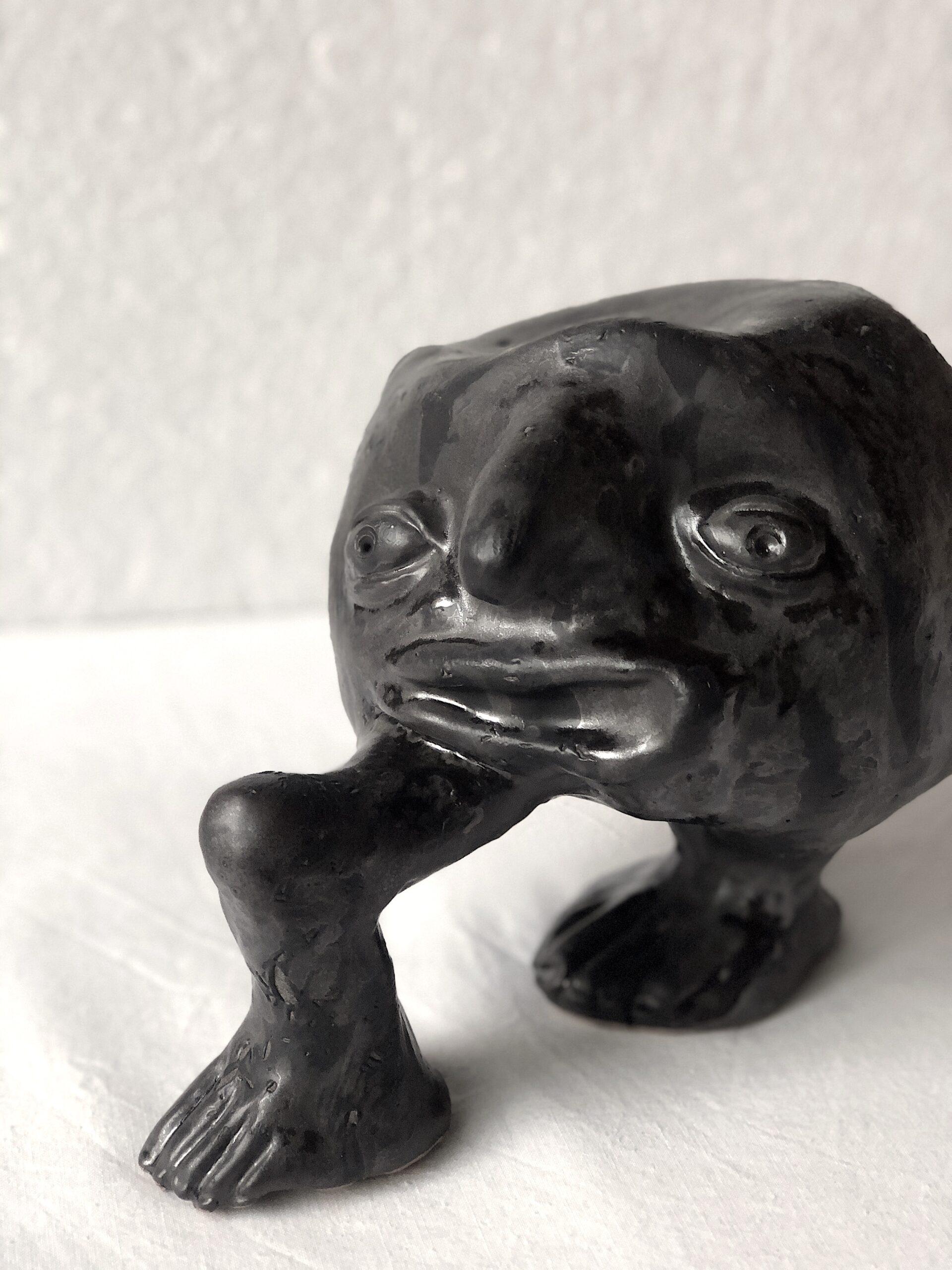 A family of monsters, this fascinating collection of total black sculptures is created in collaboration with the greatest apulian masters of ceramics, the colì brothers. The works are inspired by medieval bestiaries, in a history prior to that of