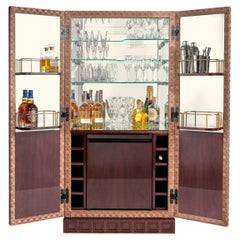 VH Bar Cabinet 001, Wrapped in Special Fabric with Hand-Shaped Wood Base