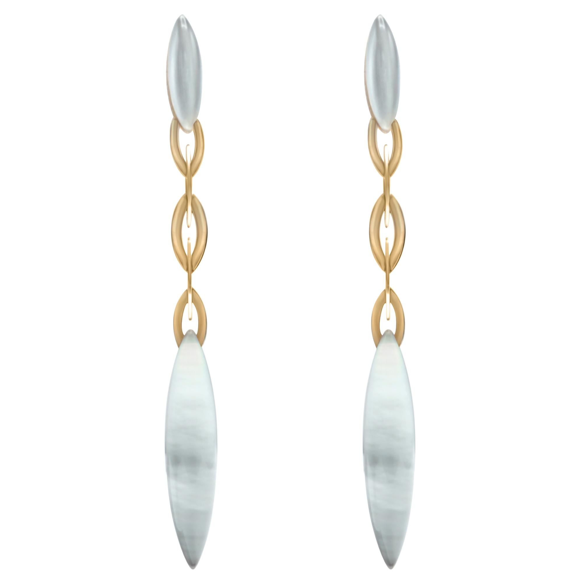 Vhenier 18 Karat Gold Rock Crystal Mother-of-Pearl Earrings In Excellent Condition In New York, NY