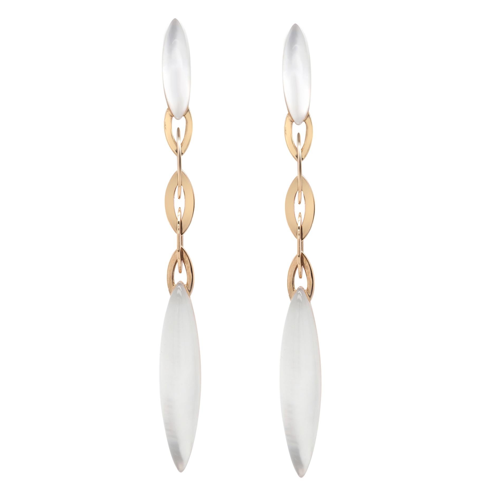 Vhenier 18 Karat Gold Rock Crystal Mother-of-Pearl Earrings