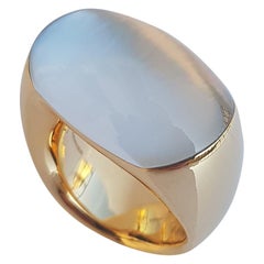 Vhernier 18 Karat Red Gold, Mother of Pearl and Rock Crystal Biscuit Ring