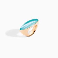 Vhernier 18 Karat Rose Gold, Turquoise and Rock Crystal Ring