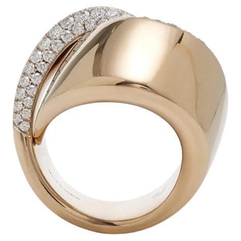 'Abbraccio' ring, designed in polished bands of 18k white gold in a knot design with curved bands of pave-set round full-cut diamonds at center.  Diamonds weighing approximately 1.17 total carats.  Signed 'VHERNIER' with serial number and gold mark