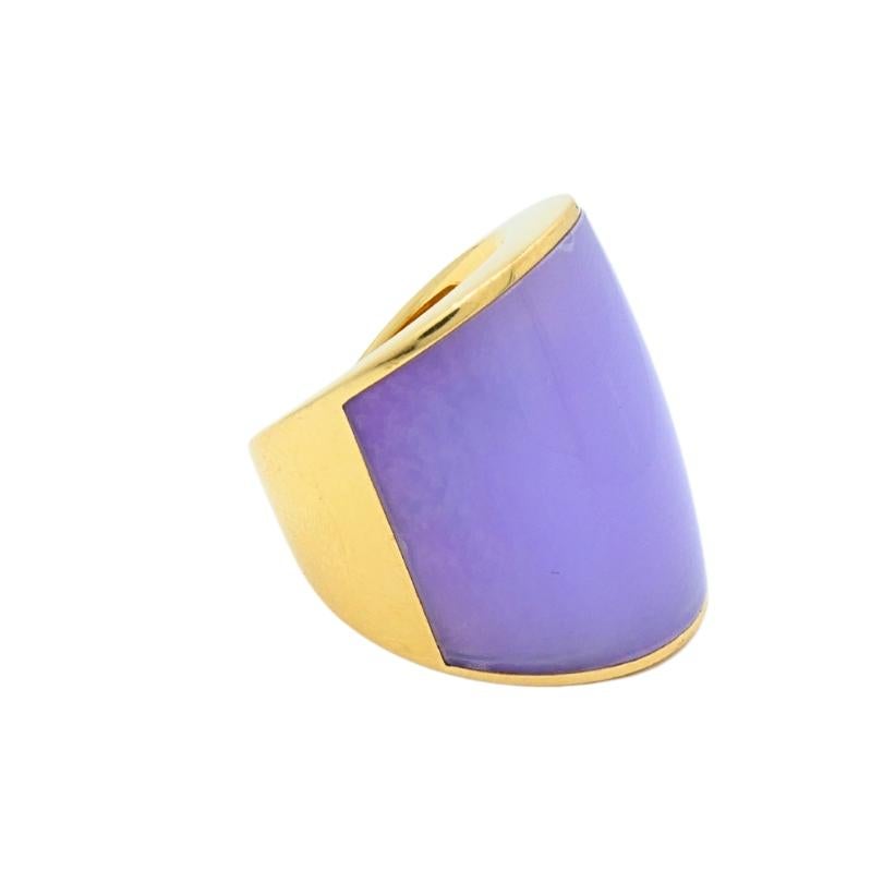 Vhernier 18k Gold Violet Chalcedony Statement Ring (Gemischter Schliff) im Angebot