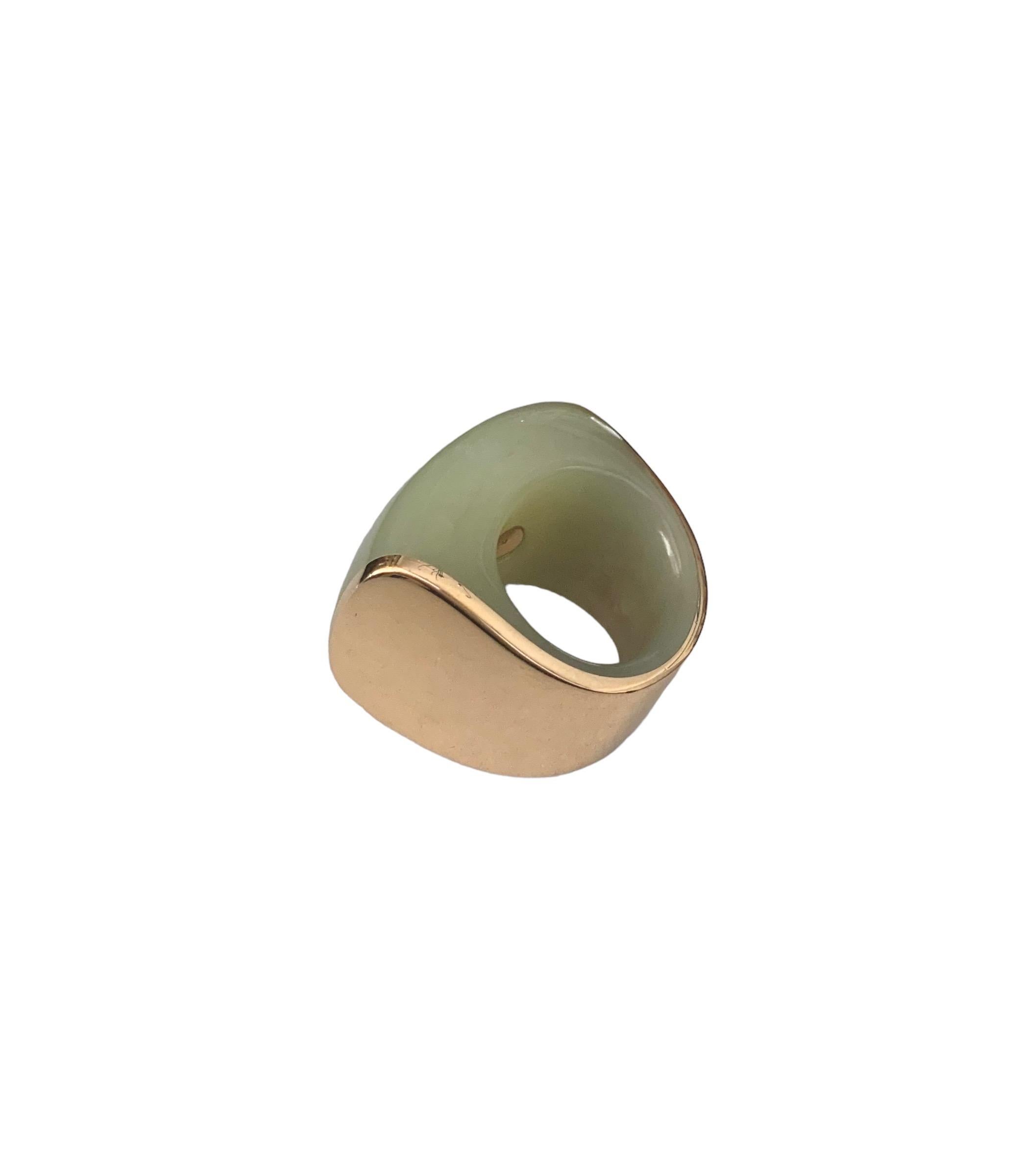 Women's Vhernier 18K Pink Gold Jade Onde Ring For Sale
