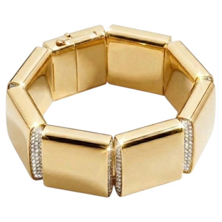 Vhernier 18K Rose Gold 6,16 Karat Diamant Breite Manschette Armband 128 Gramm im Angebot