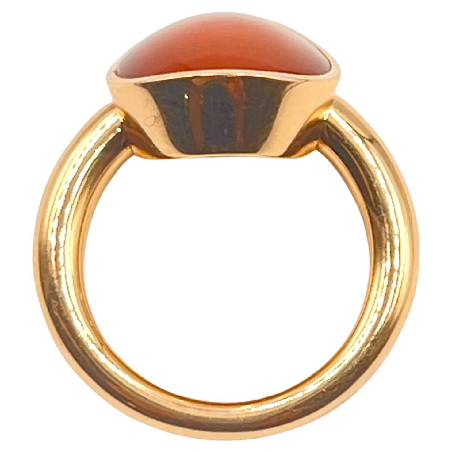 Modern Vhernier 18k Rose Gold Carnelian Giotto Swivel Ring For Sale