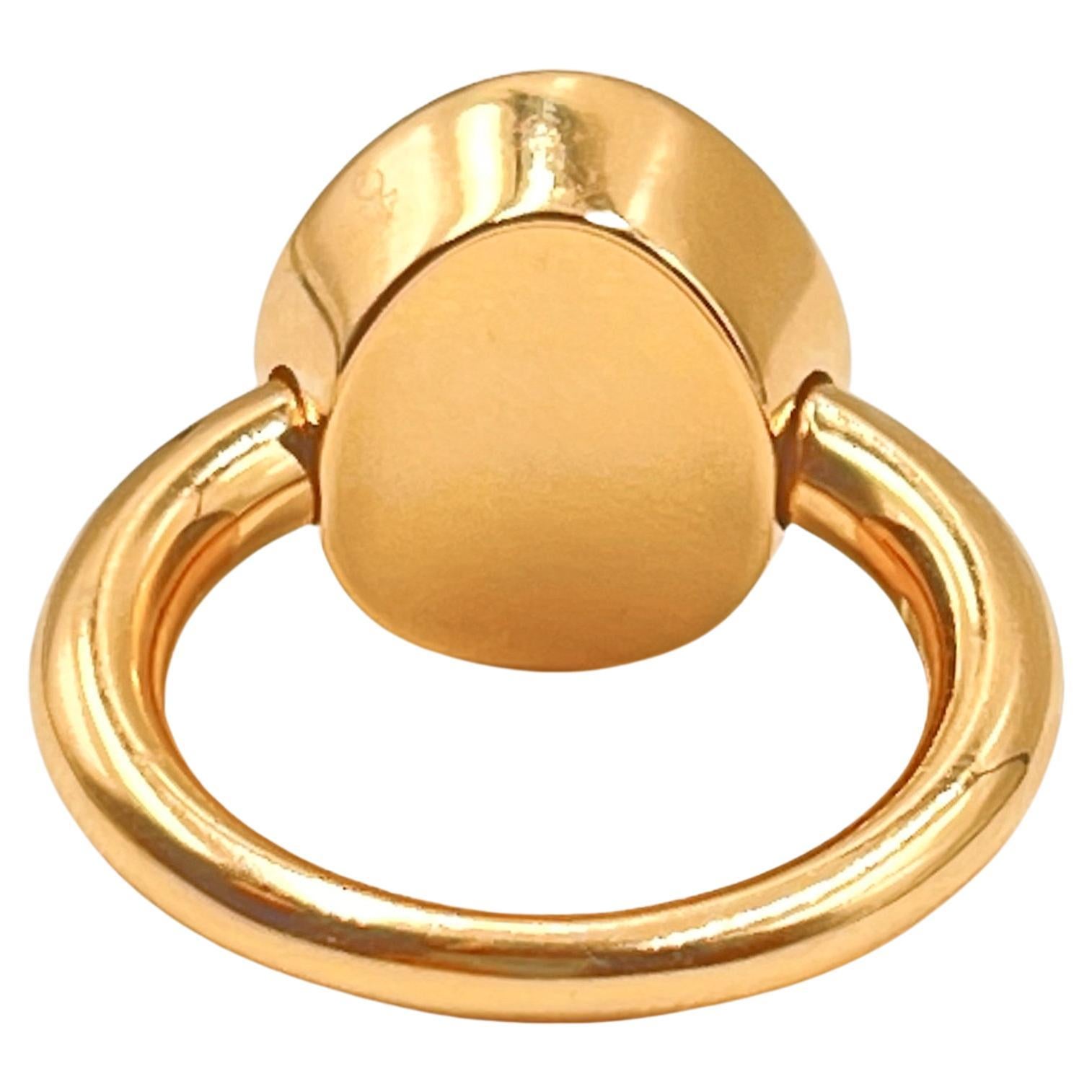 Cabochon Vhernier 18k Rose Gold Carnelian Giotto Swivel Ring For Sale