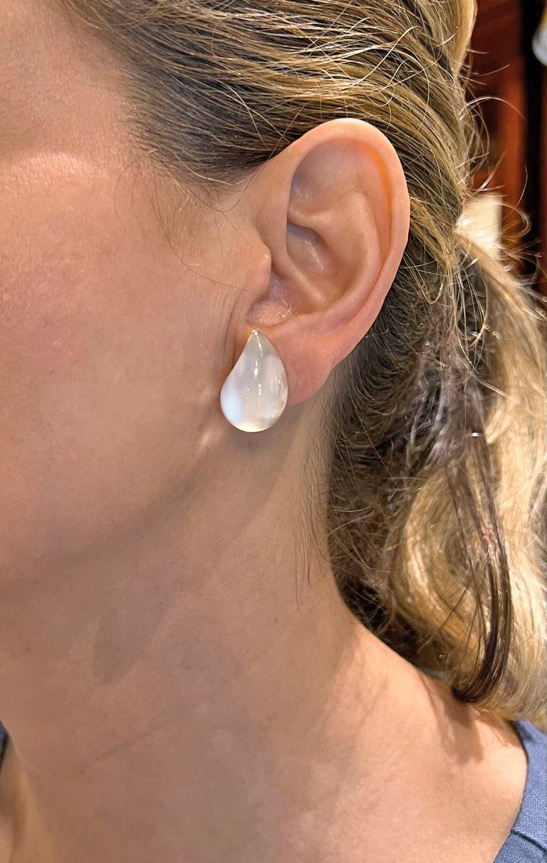 Cabochon Vhernier 18k Rose Gold Mother-of-Pearl Rock Crystal Gocce Earrings