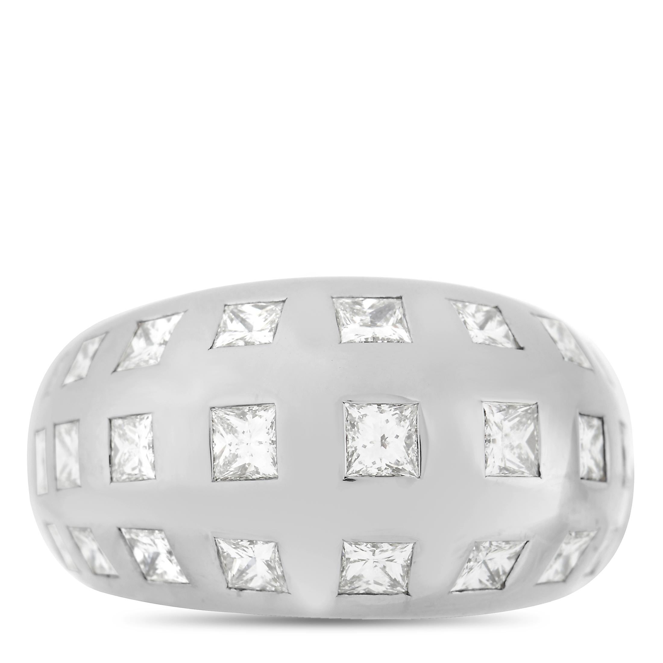 Princess Cut Vhernier 18k White Gold 3.00 Ct Diamond Ring