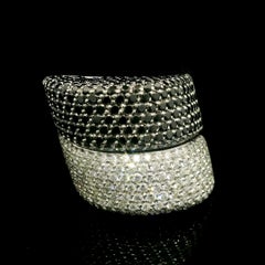 Vhernier 18k White Gold 8ctw Black & White Pave Diamond Bypass Ring