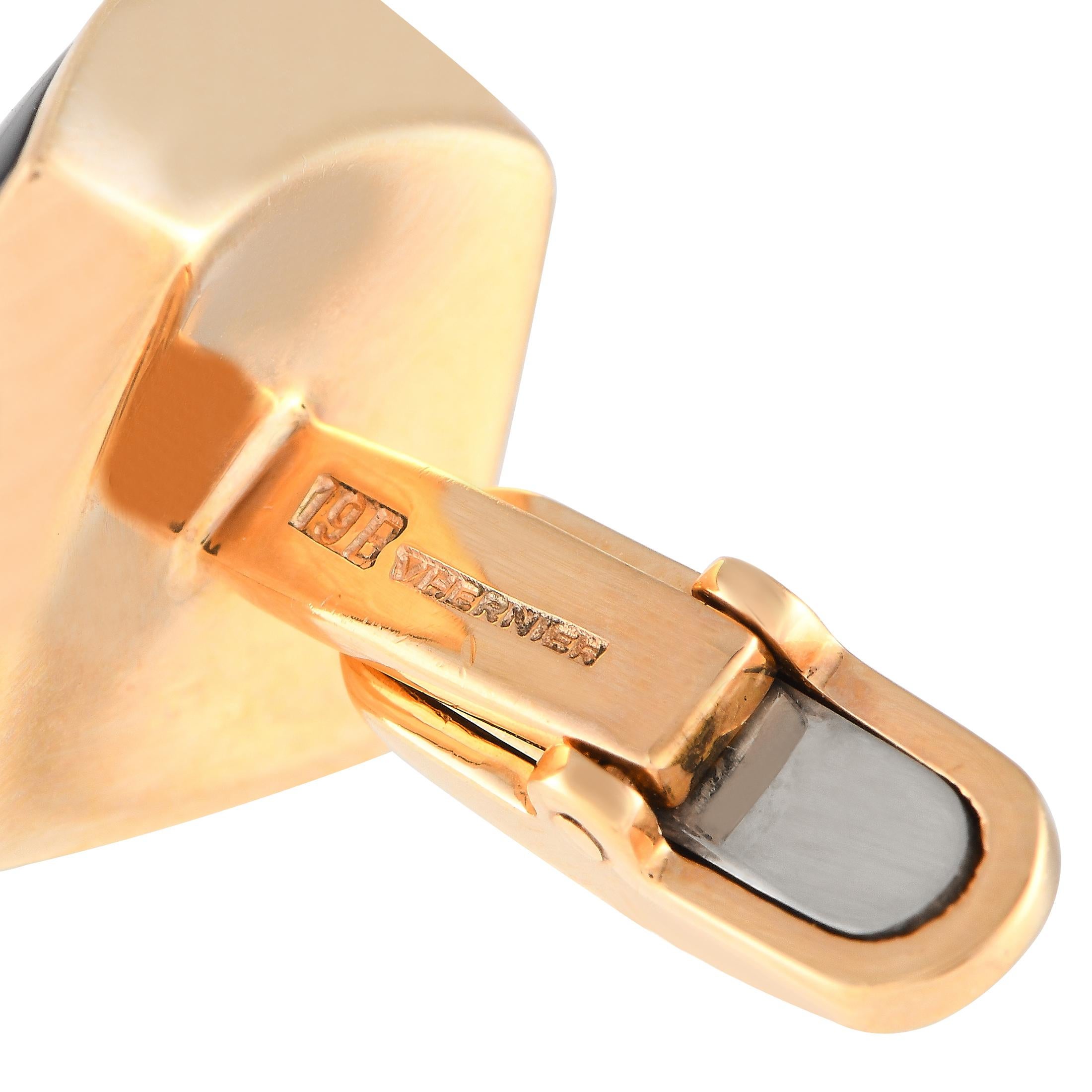 Vhernier 18K Yellow Gold Mother of Pearl Cufflinks In Excellent Condition For Sale In Southampton, PA