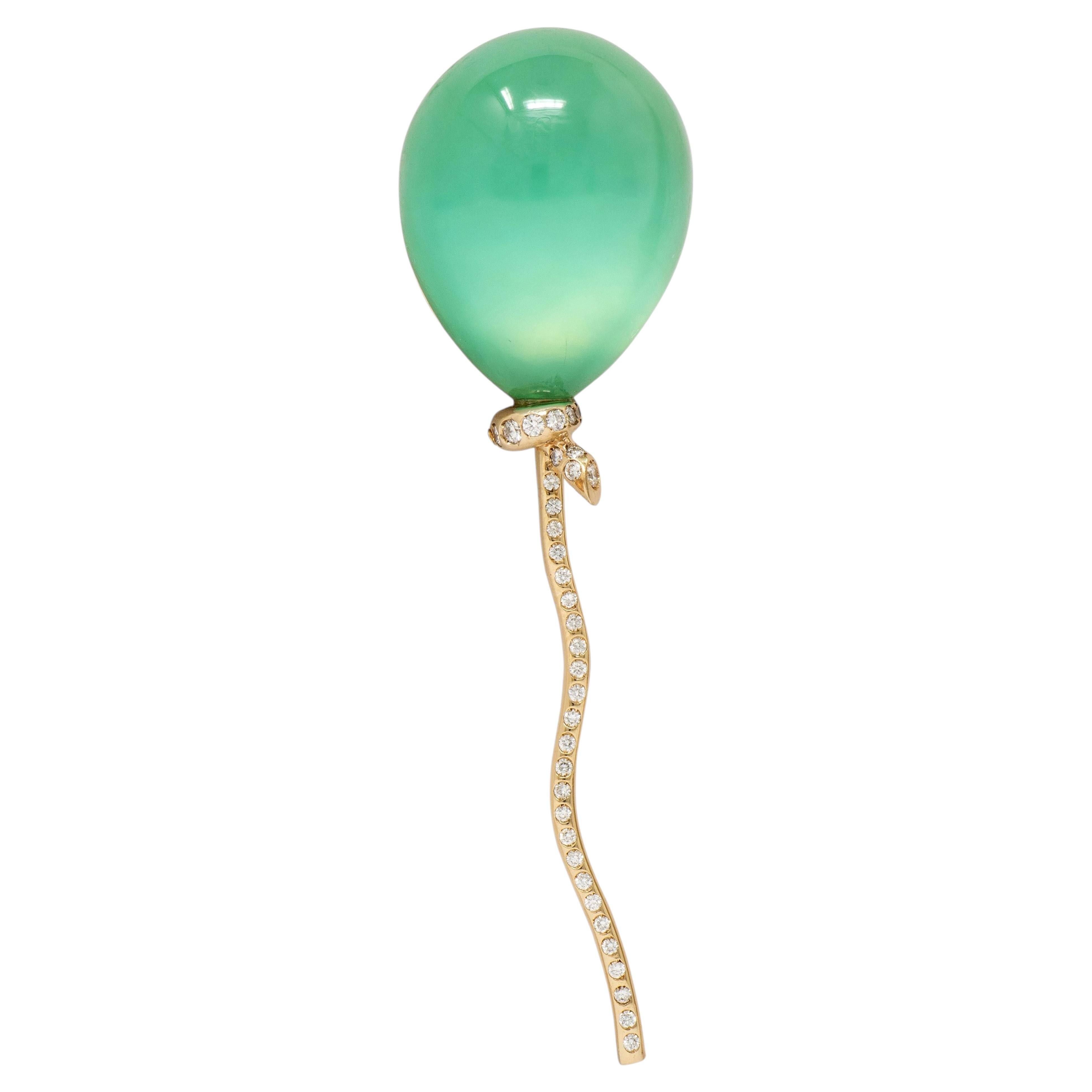 Broche « Palloncino » en or 18 carats avec chrysoprase et diamants, Vhernier 2000 en vente