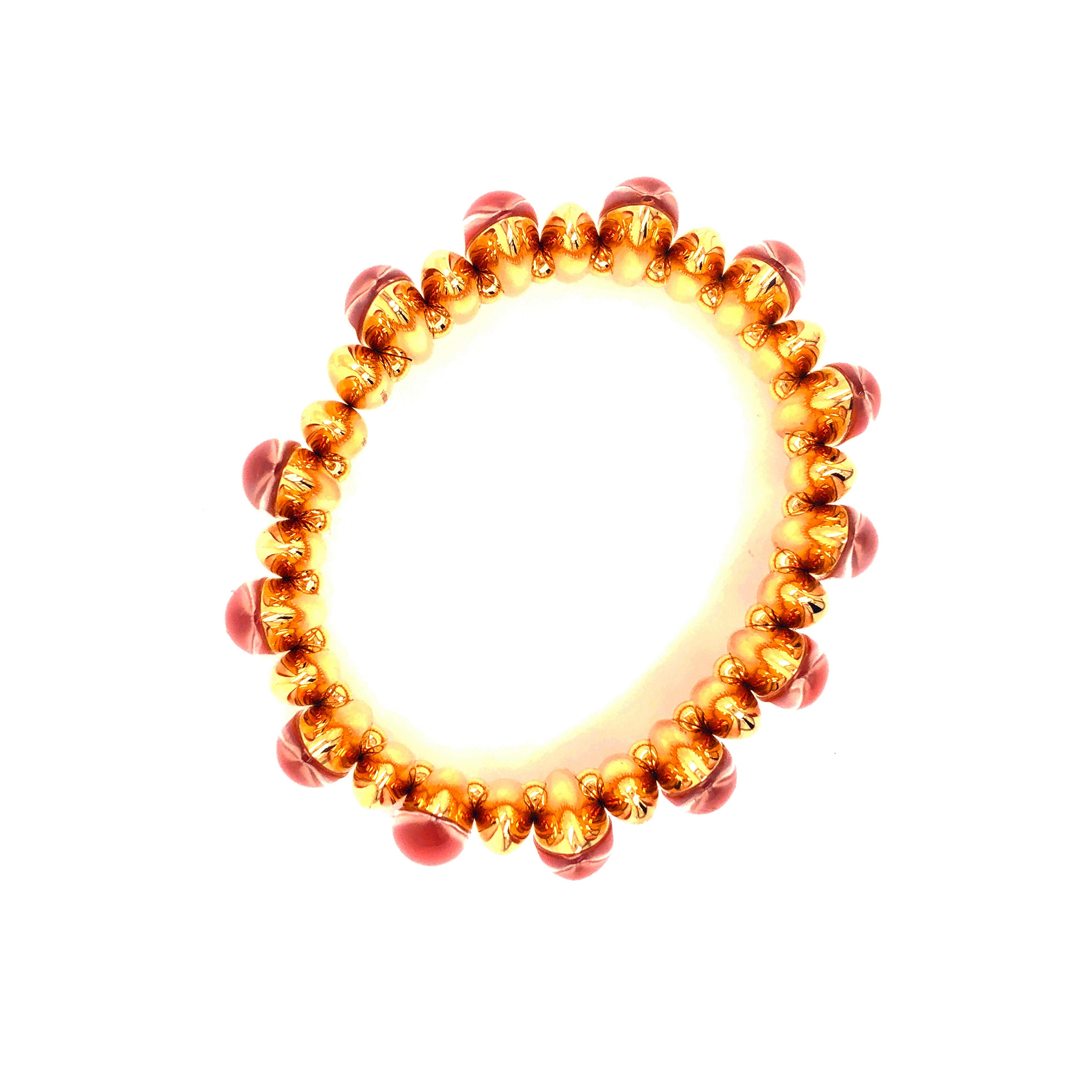 Women's Vhernier 2011 Fuseau Collection Red Carnelian Rock Crystal Rose Gold Bracelet For Sale