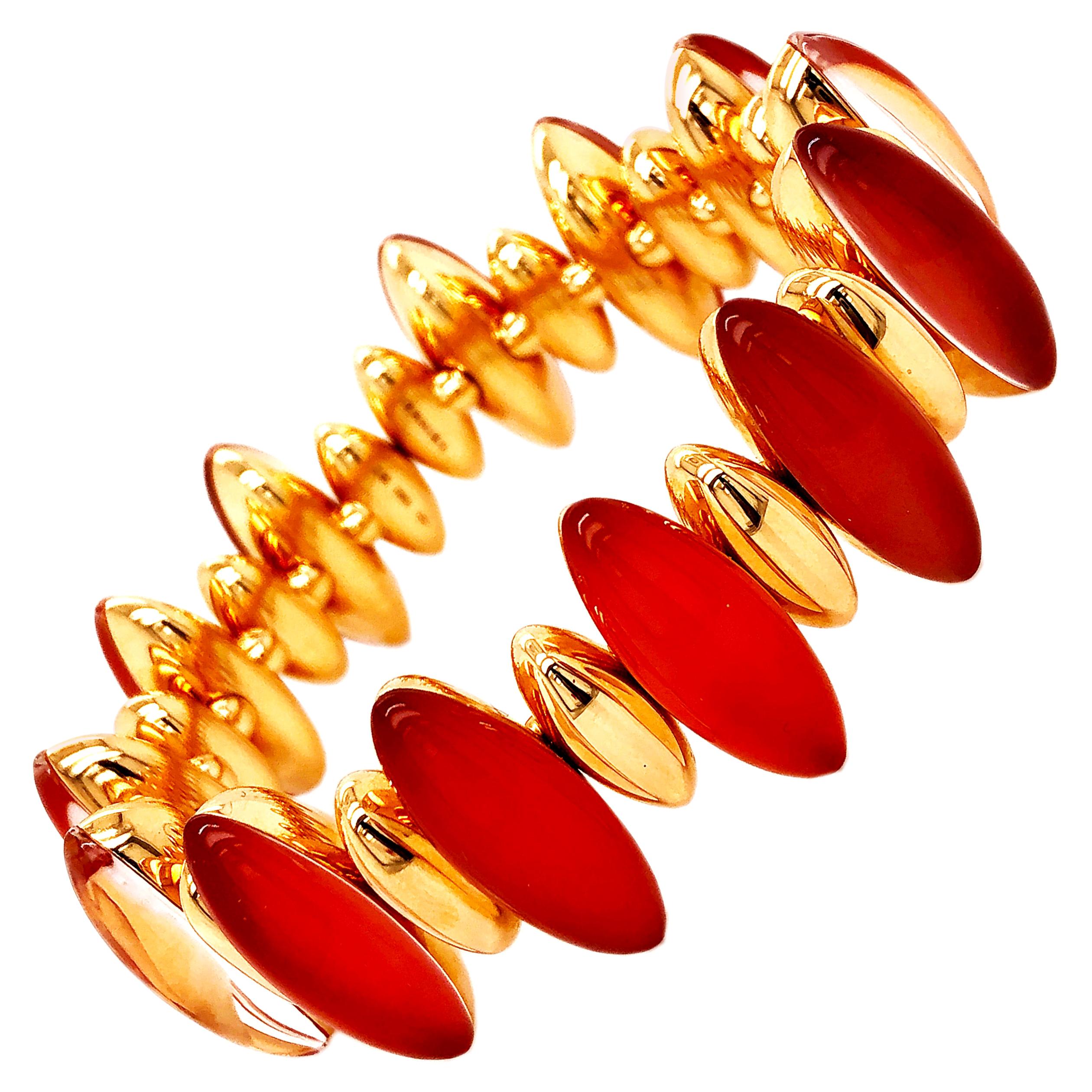 Vhernier 2011 Fuseau Collection Red Carnelian Rock Crystal Rose Gold Bracelet