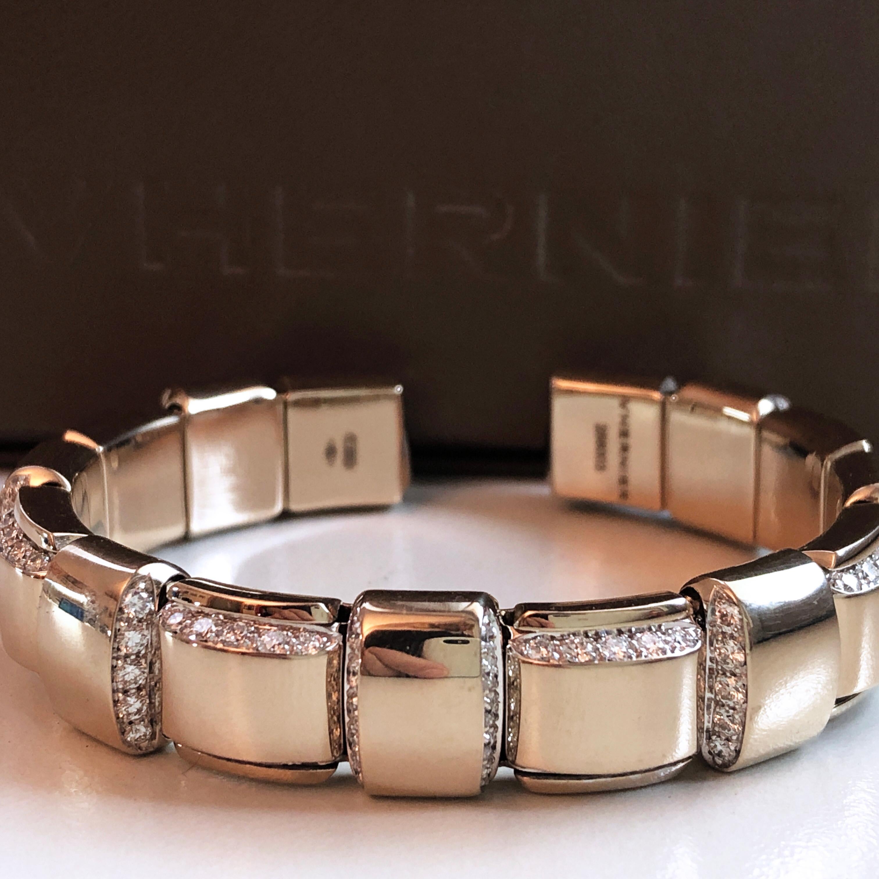 Vhernier Giunco Collection White Diamond White Gold Palladium Bracelet 4