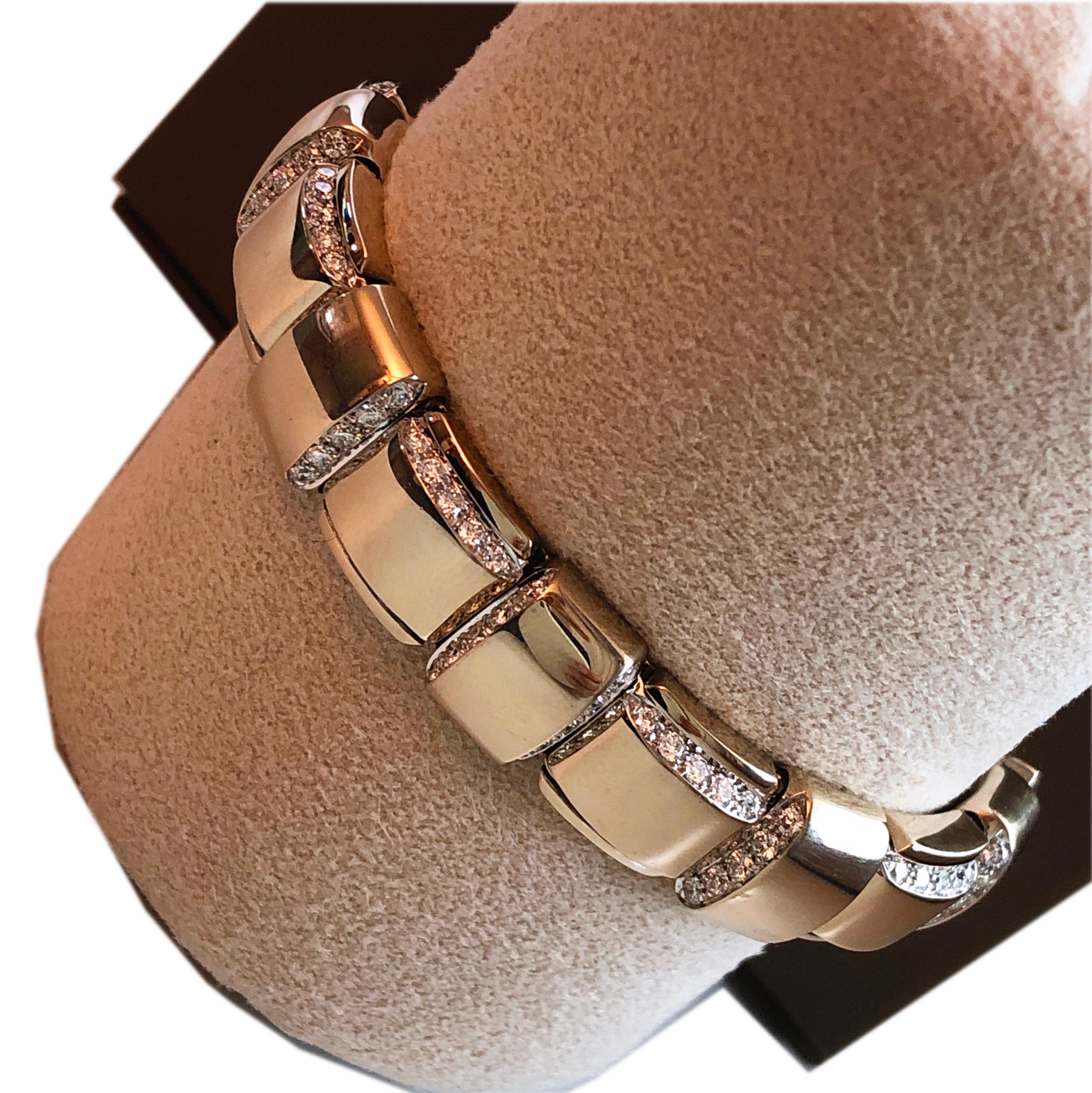 Absolutely Chic yet Timeless, Extraordinary 150(D-E, IF, Collection) 3.48Kt White Diamond, White Gold and Palladium Setting Bracelet .Crafted from braided white gold and palladium this bracelet is a masterpiece from Vhernier's artisans who create