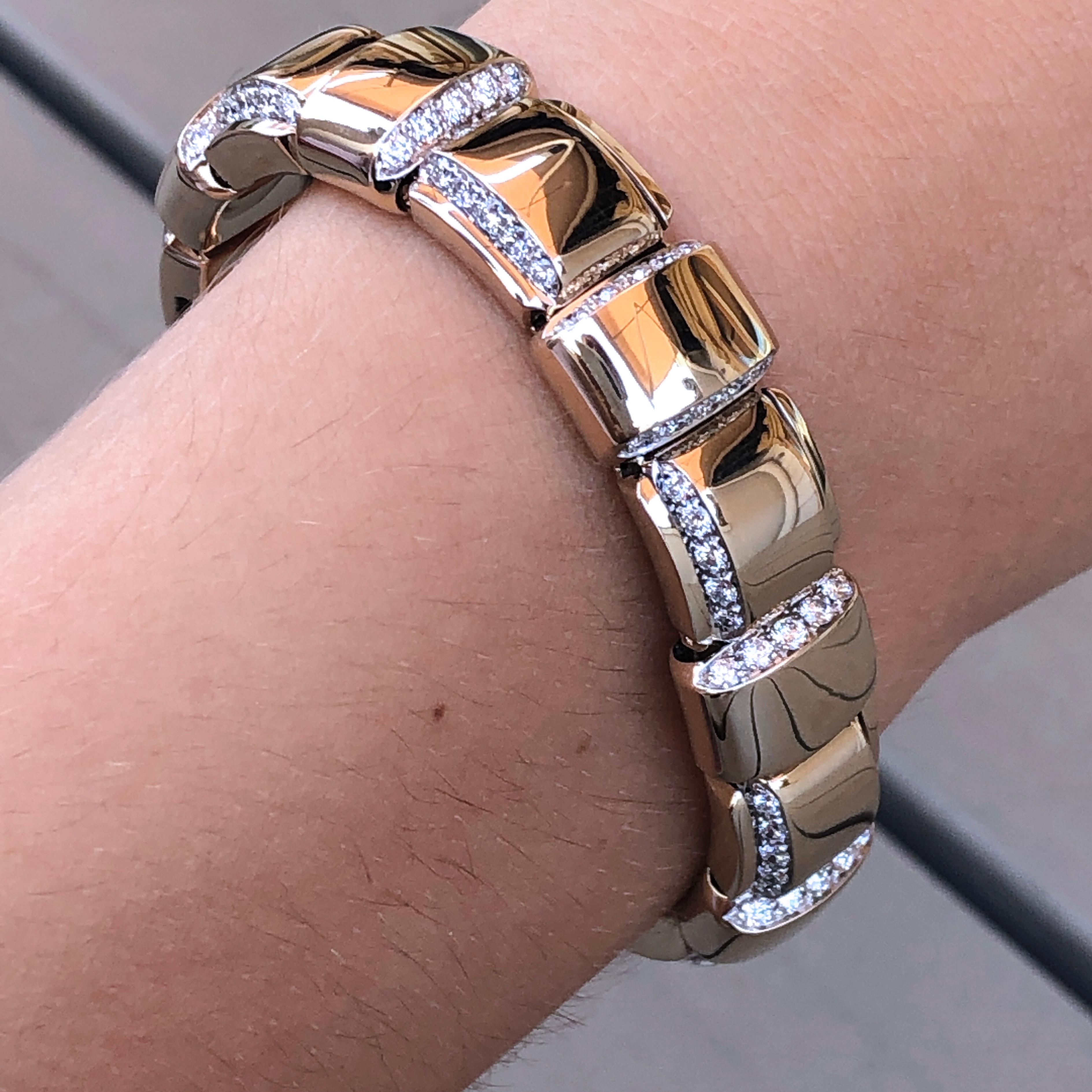 Vhernier Giunco Collection White Diamond White Gold Palladium Bracelet In New Condition In Valenza, IT